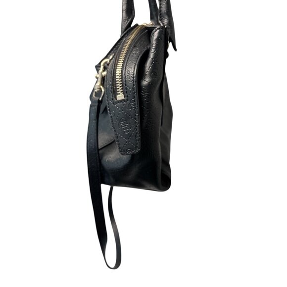 Guess Black Embossed Logo Handbag With Gold Hardware & Adjustable Strap - Picture 6 of 12